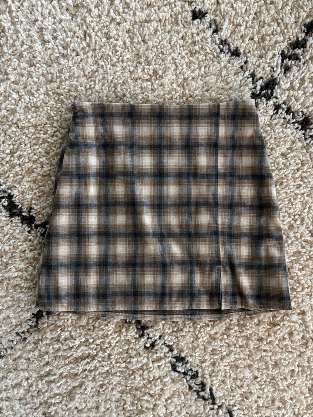 Old Navy Plaid Mini Skirt in Brown, Black, and Cream